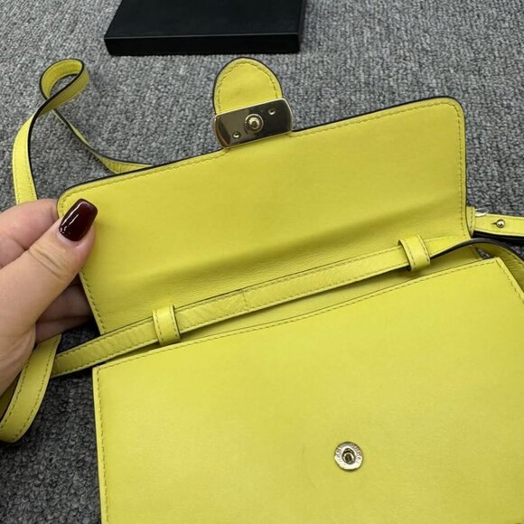 GUCCI Interlocking Wallet On Chain Yellow Leather Shoulder Bag 288-012725 - Picture 12 of 15